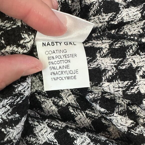 Nasty Gal Gingham What they want oversized shirt jacket black and white medium - Picture 5 of 7